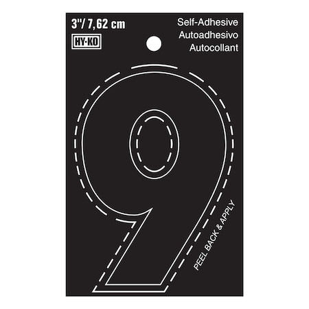 Hy-Ko 3In Black Vinyl Number 9, 10PK A30409